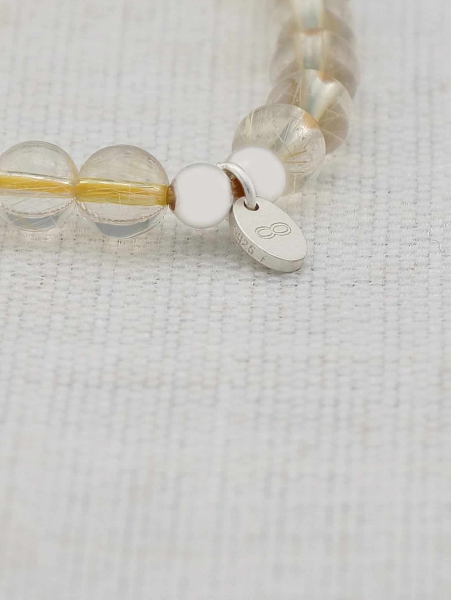 Gold Rutilated Quartz 925 Sterling Silver Energy Bracelet