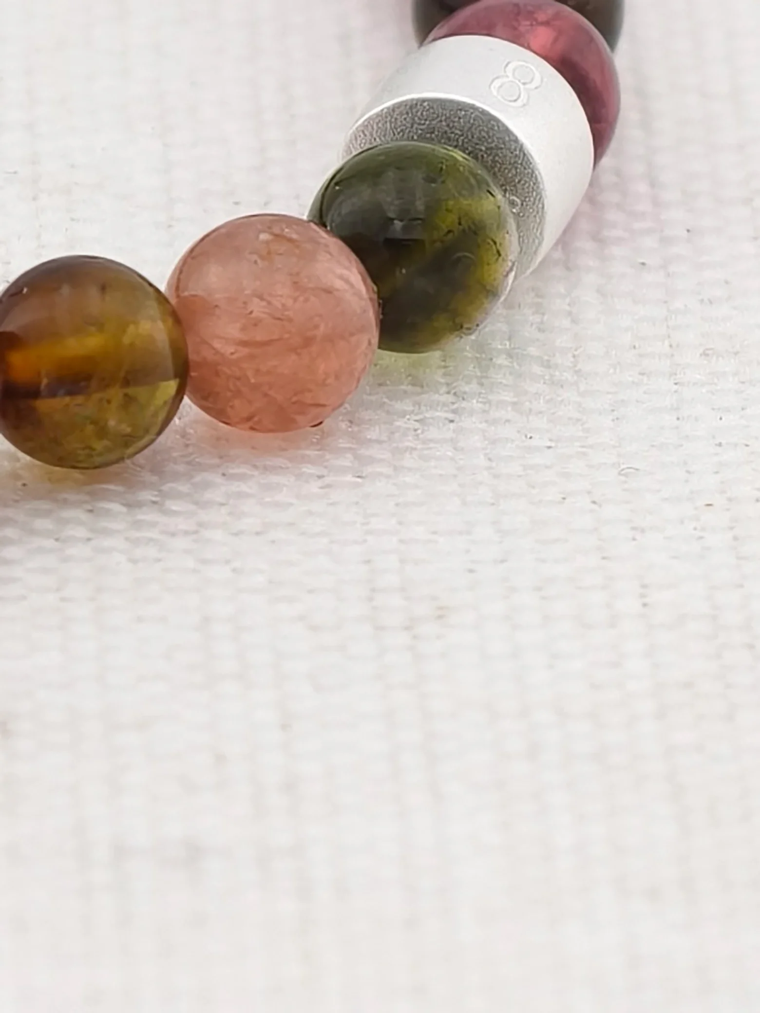 Rainbow Tourmaline Energy Bracelet with 925 Silver Tubes