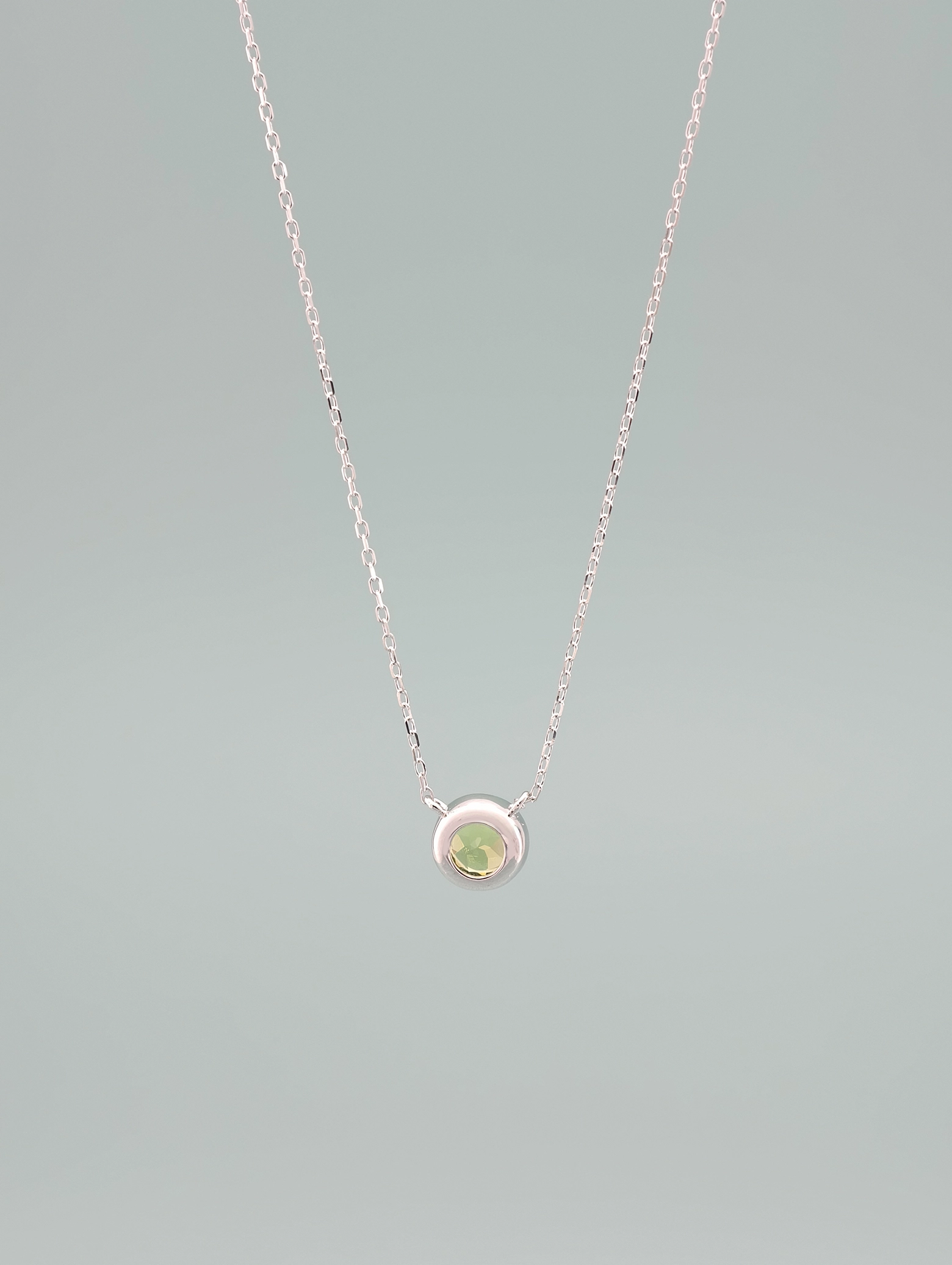 Collar Colgante Solitario Peridoto Natural Engaste Bisel Plata 925
